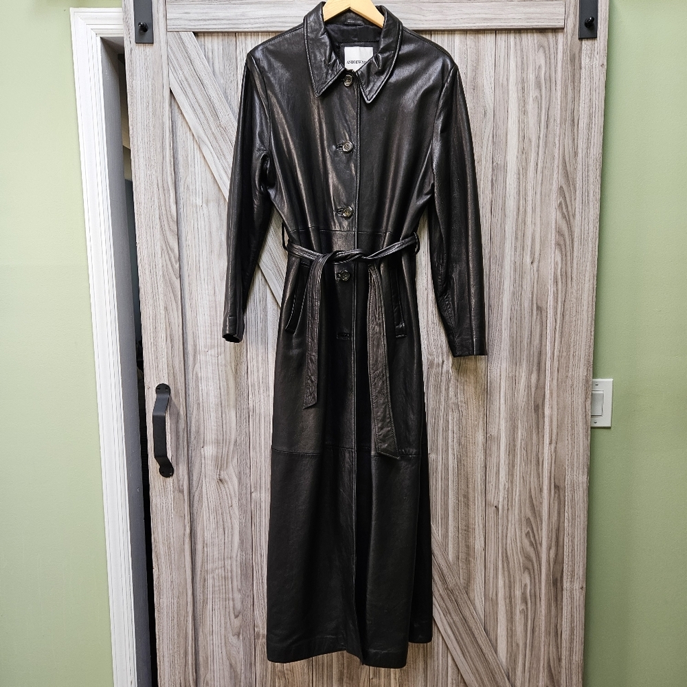 Andrew Marc Trench Leather Coat - Picture 2 of 16